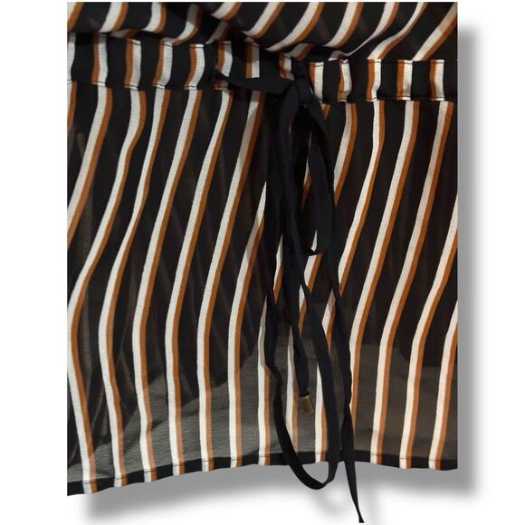 Coldwater Creek Sheer V Neck Wrap Top Stripe Drawstring Blouse 2X - Picture 9 of 9